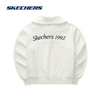 斯凯奇（Skechers）套头衫女子针织套头翻领卫衣短款时尚百搭上衣 棉花糖白/0074 XL