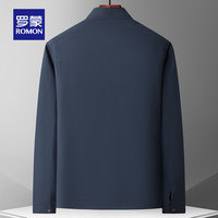 罗蒙立领夹克衫男士春季2025中老年人爸爸春秋装休闲上衣外套 3113藏青色 185/2XL