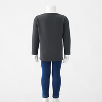 無印良品 MUJI 無印良品 婴童 起毛罗纹织 长袖T恤 儿童童装 CCD11A1A 炭灰色 100