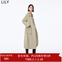 LILY 全绵羊毛长款毛呢外套大衣女XJ 301绿色 M