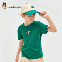 暇步士（Hush Puppies）童装儿童男女中性大童夏季舒适青春简约休闲短袖 松叶绿 170 170cm