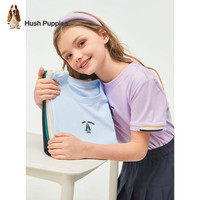 暇步士（Hush Puppies）童装儿童男女中性大童夏季舒适青春简约休闲短袖 凝香紫 130 130cm