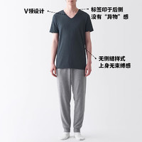 无印良品 MUJI 男式  棉冬季 V领 短袖T恤  打底衫FA199C3A 深灰色 XXL（185/112A）