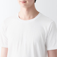 無印良品 MUJI 無印良品  男式 棉冬季 圆领 短袖T恤 打底衫 白色 S