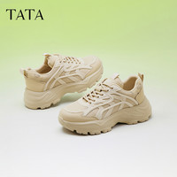 Tata他她休闲运动鞋女轻便百搭老爹鞋女款旅游鞋2024春款HAA01AM4 米白 36