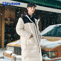 FILA FUSION斐乐潮牌女装款长款羽绒服2024冬季保暖宽松外套 麦乳色-BG 185/104A/XXL