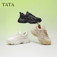 Tata他她休闲运动鞋女轻便百搭老爹鞋女款旅游鞋2024春款HAA01AM4 黑色 35
