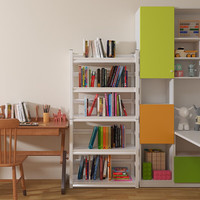 豫正豫正家用铁艺书架落地多层置物架现代简约宝宝图书客厅收纳架 白色五层80*40*160cm 带围栏