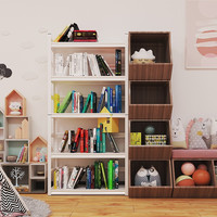 豫正豫正家用铁艺书架落地多层置物架现代简约宝宝图书客厅收纳架 白色五层91.4*45.7*183cm 带围栏