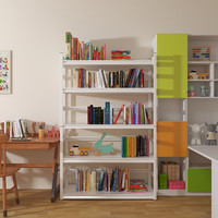 豫正豫正家用铁艺书架落地多层置物架现代简约宝宝图书客厅收纳架 白色五层120*45.7*183cm 带围栏