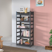 豫正豫正家用铁艺书架落地多层置物架现代简约宝宝图书客厅收纳架 黑色五层50*30*138cm 带围栏