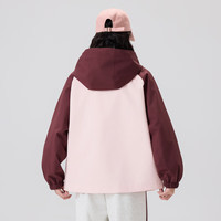 快鱼户外登山夹克女2025年春季宽松休闲舒适百搭连帽撞色外套 淡粉色 M
