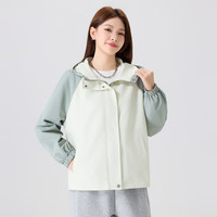 快鱼户外登山夹克女2025年春季宽松休闲舒适百搭连帽撞色外套 浅绿色 L