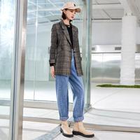 【显瘦版型】条纹垫肩七分袖宽松休闲西装外套女