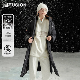 FILA FUSION 斐乐潮牌长款羽绒服女冬季时尚宽松连帽外套