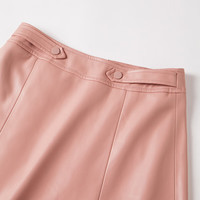 晚白【直降】高腰半裙纯色淑女A摆裙通勤皮裙减龄半身裙 粉色 S