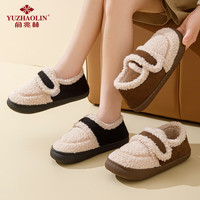 俞兆林（YUZHAOLIN）棉拖鞋女家用室内包跟外穿魔术贴保暖毛绒棉鞋 YQ605 黑色 40/41 40-41