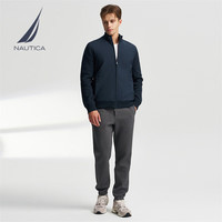 诺帝卡（NAUTICA）24春夏拼接设计经典简约全开襟针织毛衣男SO4302 藏青4NV L