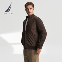 诺帝卡（NAUTICA）24秋冬拼接设计经典简约全开襟针织毛衣男SO4302 橡皮棕20M L