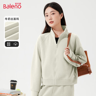 班尼路（Baleno）星空棉立领短款开衫外套女2025年春秋季潮流时尚休闲女装上衣 浅卡其 L