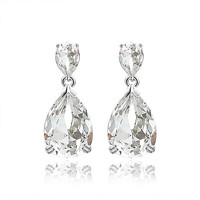 JOLEE S925银天然白水晶耳坠 彩色宝石饰品