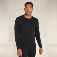 破冰者 icebreaker秋可机洗美丽诺羊毛男Core 上衣吸湿透气户外跑步 L 纯黑-上衣