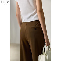丽丽LILY秋女装OL职场通勤高腰显高显瘦百搭阔腿裤休闲裤女款 732巧克力色 XL