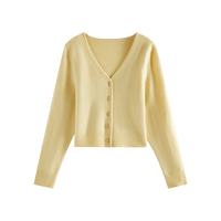 范思蓝恩简约纯色毛衣马甲开衫两件套2024秋冬宽松百搭V领上衣女