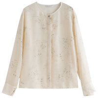 范思蓝恩东方简奢风新中式落肩长袖衬衫女秋2024新款通勤上衣国风圆领衬衫 月影竹林