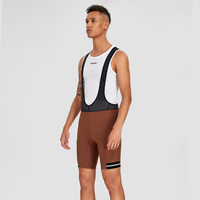 Santic森地客骑行背带短裤男透气双箭头坐垫公路自行车储物单车裤 地质蓝（防滑织带+65KG坐垫） XXL