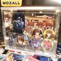 梦站 MOZALL 谷子收纳盒透明吧唧展示支架亚克力大容量小卡立牌架桌面有盖75mm