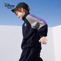 迪士尼童装女男童撞色运动外套2025年春秋装儿童户外休闲帅气外套 藏青 160