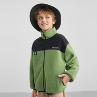 迪士尼童装女男童撞色运动外套2025年春秋装儿童户外休闲帅气外套 格绿 110