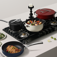 velosan温仑山加深煎锅不粘锅家用炒菜锅煎蛋煎牛排平底锅煎炒锅 【丝带系列】煎炒奶3件套-白