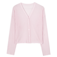 V领极简百搭宽松超薄百搭空调开衫2024夏装休闲针织衫女