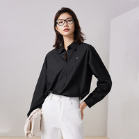 初语基础长袖衬衫女春秋通勤风宽松百搭打底衬衣 黑色 L 黑色8月6日