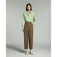 初语基础长袖衬衫女春秋通勤风宽松百搭打底衬衣 春水绿 M