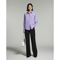 初语基础长袖衬衫女春秋通勤风宽松百搭打底衬衣 紫色 M