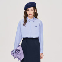 初语基础长袖衬衫女春秋通勤风宽松百搭打底衬衣 紫霞仙紫 L