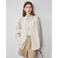 初语基础长袖衬衫女春秋通勤风宽松百搭打底衬衣 奶茶杏 XL