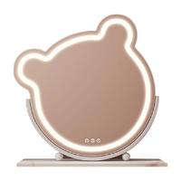 范芝琳led化妆镜歪脖熊卧室桌面梳妆台化妆补光带灯大号圆镜镜子