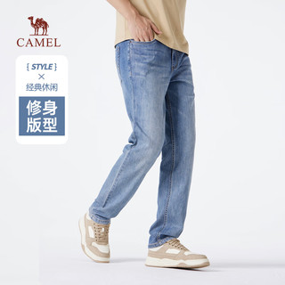 骆驼（CAMEL）男装牛仔裤春夏季轻薄透气舒适凉感休闲水洗牛仔裤子男M15BA1S078 中蓝 31