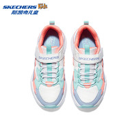 Skechers斯凯奇男童女童运动鞋儿童撞色透气网面魔术贴跑鞋319007L 女童/白色/多彩色/WMLT 33