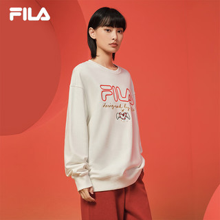 FILA 杨幂同款|斐乐叕运蛇款氧气卫衣2025春季新年款长袖上衣 云菇白-WT 4XL （190/112B/XXXXL）