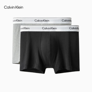 Calvin Klein 卡尔文·克莱恩 卡尔文·克莱 Calvin Klein 男士平角内裤套装 NB1086 2条装(黑色+灰色) S