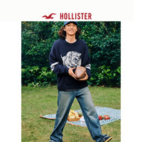 HOLLISTER25春新款情侣宽松图案嵌花针织毛衣男装女装KI320-5023
