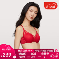 安莉芳 小胸显大聚拢无钢圈文胸女 红色RED 80B  36/80B