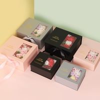 A'kin 情人节惊喜玫瑰花礼盒 婚庆开窗透明伴手礼花盒 生日礼品包装盒