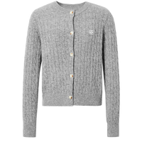 迪赛尼斯（DESIGNICE）2024冬季格雷系气质软糯开衫宽松圆领长袖彩点毛衣女 浅灰 L