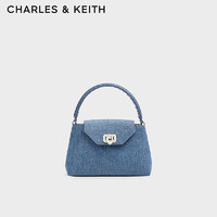 CHARLES & KEITH CHARLES&KEITH24夏织手提凯莉包菱格链条包包女包母亲节CK2-50782379 Denim Blue深牛仔蓝色 M